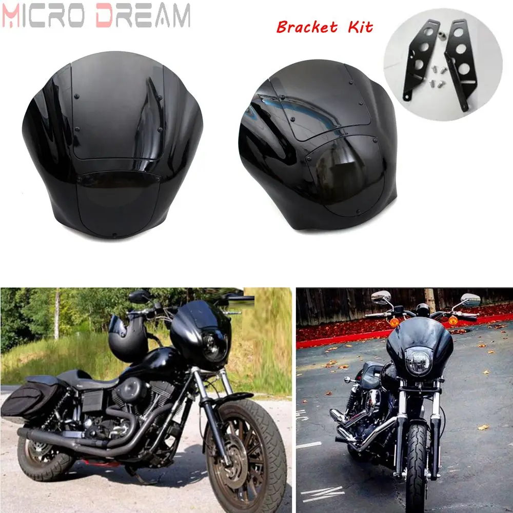 Черный обтекатель для фар мотоцикла с креплением комплект Harley Sportster Iron 883 1200 Dyna Low