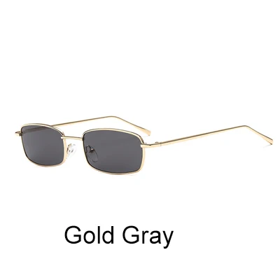 Gold Gray Ralferty, тонкие маленькие прямоугольные солнцезащитные очки, женские металлические Квадратные Солнцезащитные очки, мужские золотые и черные очки, винтажные Ретро солнцезащитные очки D5104 - Цвет линз: Gold Gray