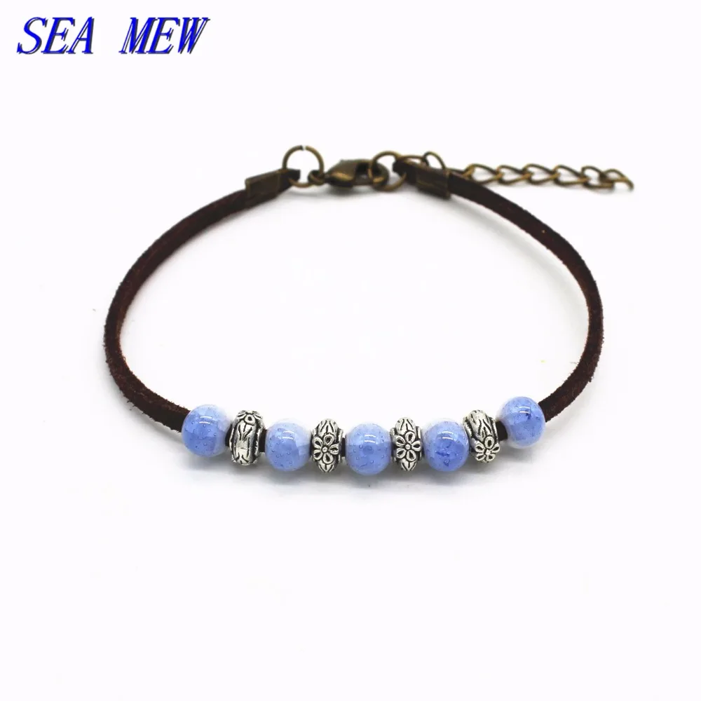 SEA MEW Китай модный металлический сплав керамический браслет регулируемые