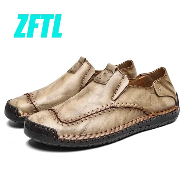 Khaki Loafers ZFTL/Новинка; мужские лоферы; мужская повседневная обувь; мужские водонепроницаемые мокасины; большие размеры; натуральная кожа; коллекция года; обувь для вождения; слипоны для отдыха; 077 - Цвет: Khaki Loafers