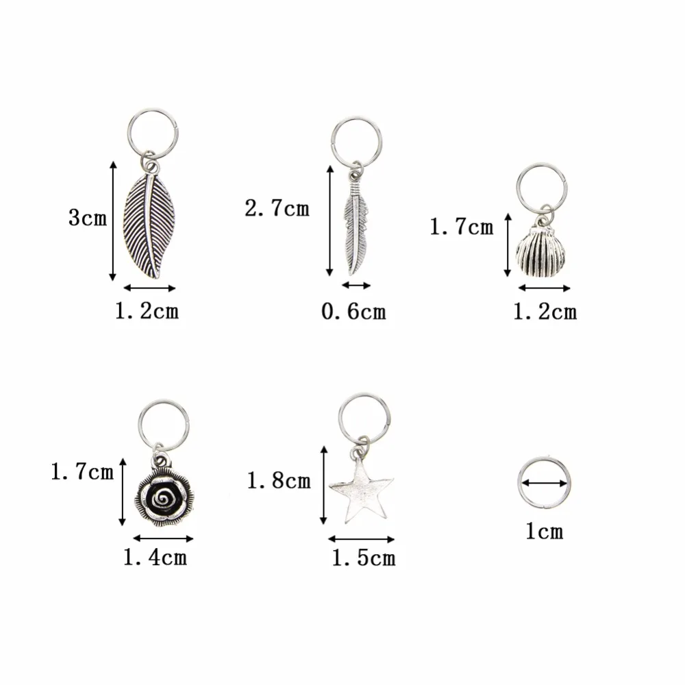 Посеребренные кольца подвески для волос 35 шт.|shell hair accessories|leaf accessorysilver leaf accessory |