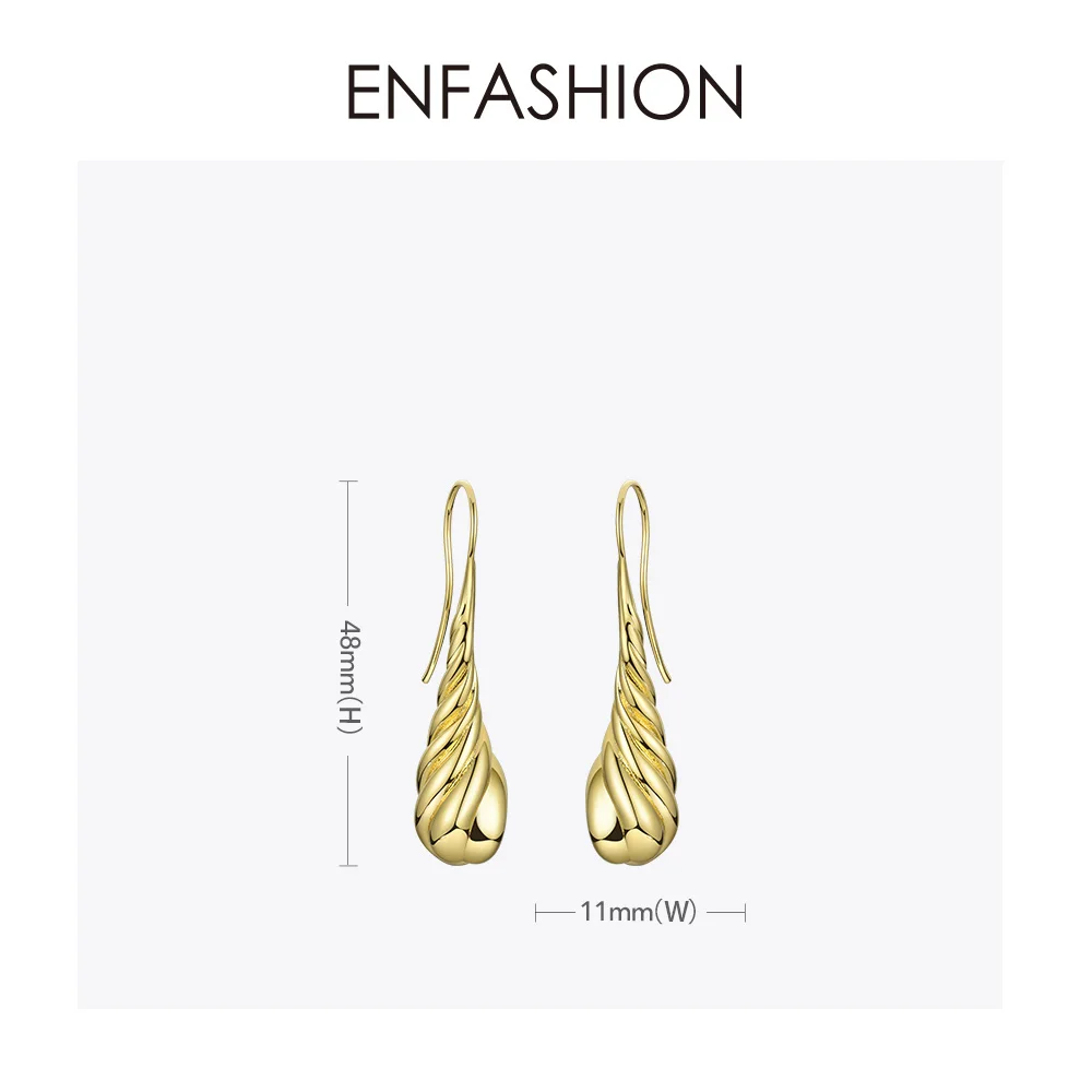 Витые серьги-капли ENFASHION для женщин висячие серьги золотого цвета металлические