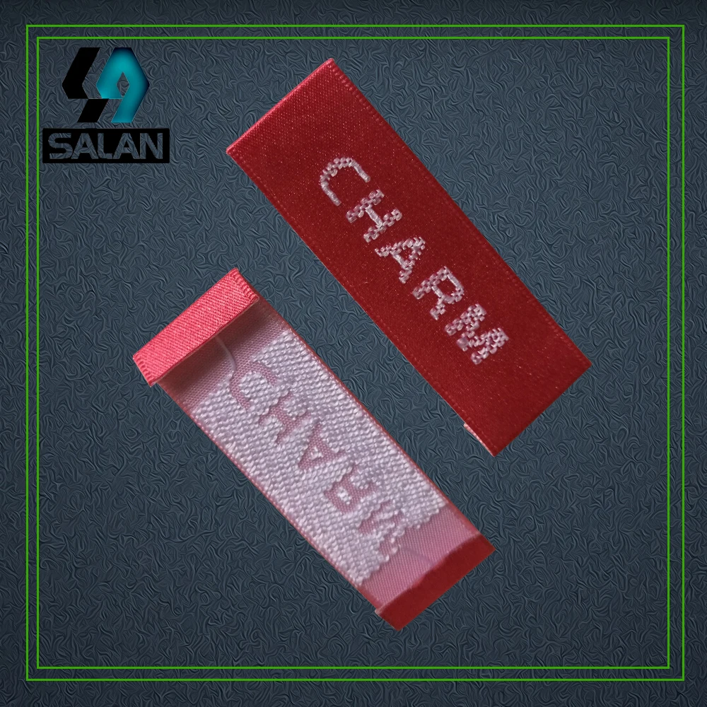 Индивидуальный Пошив 1100 шт./лот атласная тканая этикетка с обрезанными краями