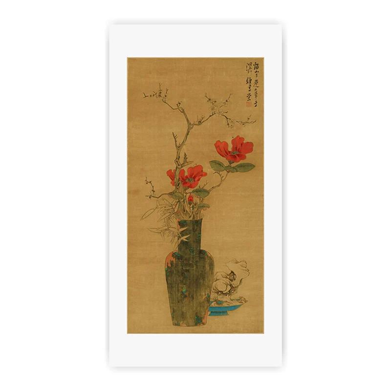 Chinese traditional art painting vase and flower scroll living room hanging frameless painting|painting vase|art paintingvase |