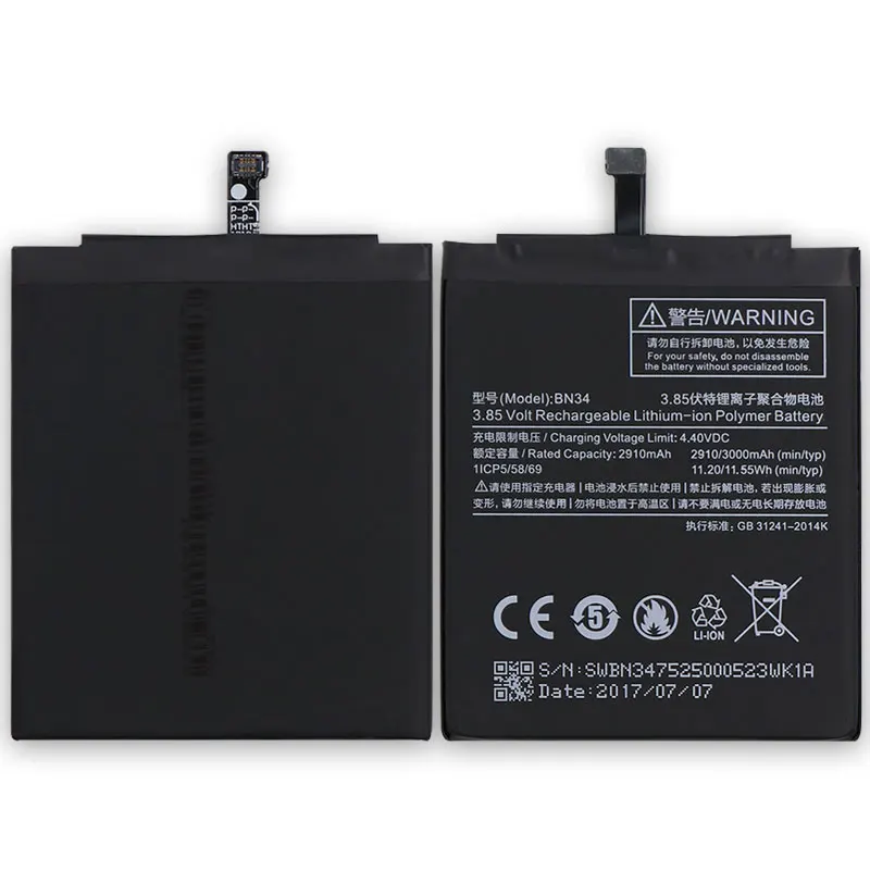 Mcdark 2860 мАч BN34 смартфон аккумулятор для Xiaomi Redmi 5A мобильный телефон +