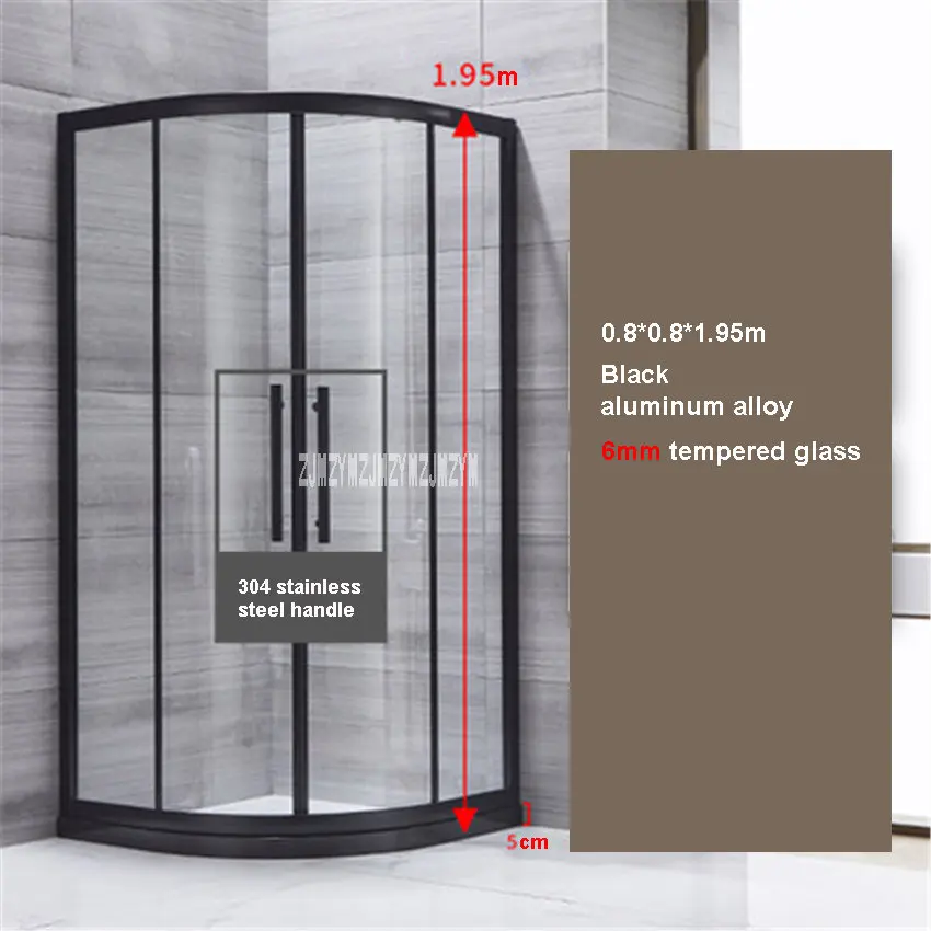 80x80cm black Высококачественные бытовые душевые кабины для ванной комнаты из алюминиевого сплава простые душевые кабины 6 мм душевая комната из закаленного стекла - Цвет: 80x80cm black
