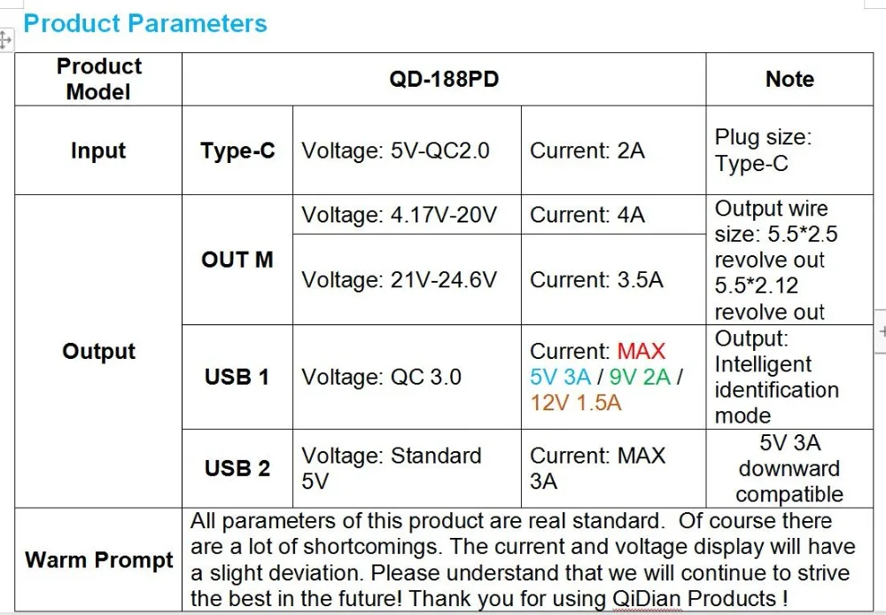 Vesion Напряжение регулируемое QC3.0 QD портативное зарядное устройство ADJ. 18650 Батарейный блок QiDian 8 секций type-C PD батарея(QD188PD