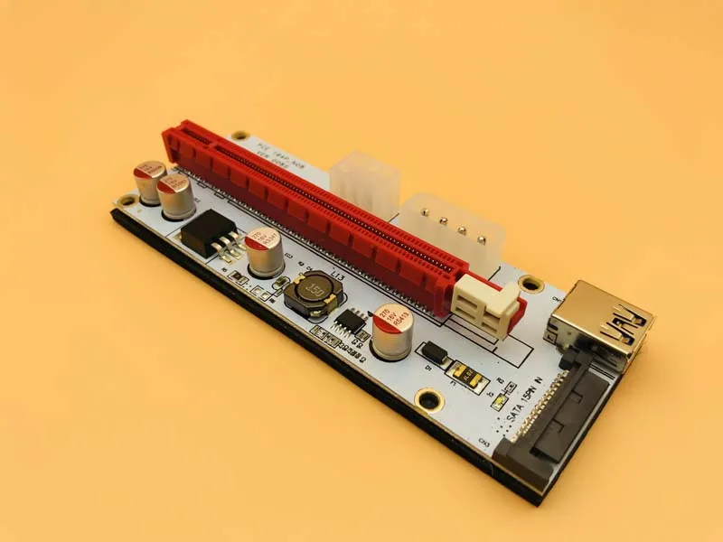 100 шт. Райзер 008S SATA 15 контактов 6 4 контакта питания PCIE 1X до 16X адаптер Райзера PCI-E