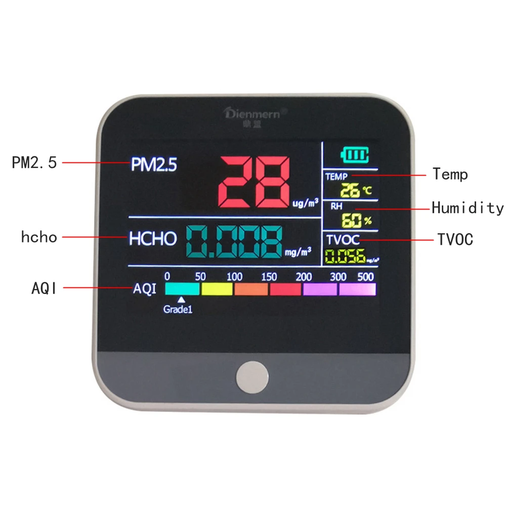 Монитор качества воздуха лазерный PM2.5 детектор HCHO тестер TVOC монитор Анализатор температуры и влажности воздуха диагностический инструмент