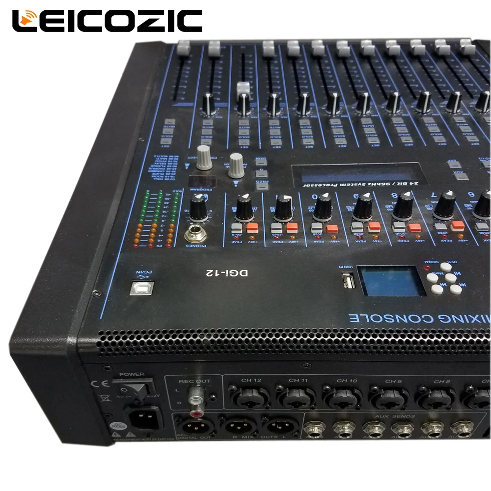 Leicozic 12-канальный Профессиональный цифровым микшером DGI-12 стоечные консоли цифровой микшерный пульт запись dj микшер профессиональный