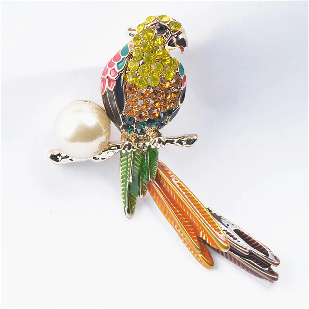 Popular Animal Brooch Pearl Baking Lacquer Women Parrot Personality Accessories | Украшения и аксессуары