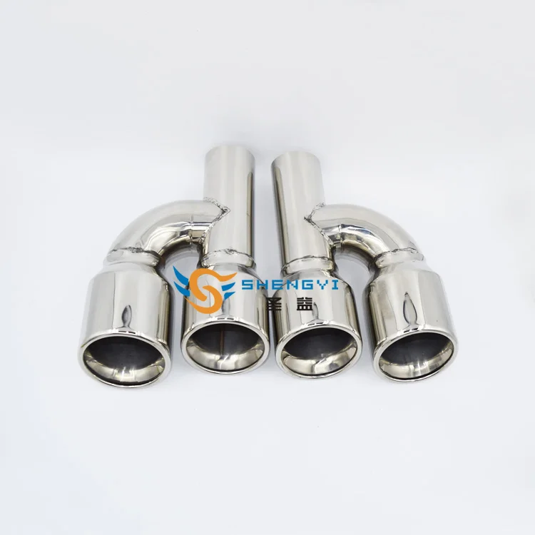 1 пара серебристых четырехсторонних автомобильных глушителей выхлопной трубы
