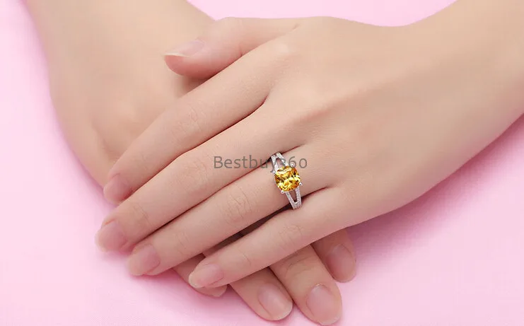 Чистое серебро 2 карата 925 Серебро Свадебные обручальные кольца S925 Кольцо Имя