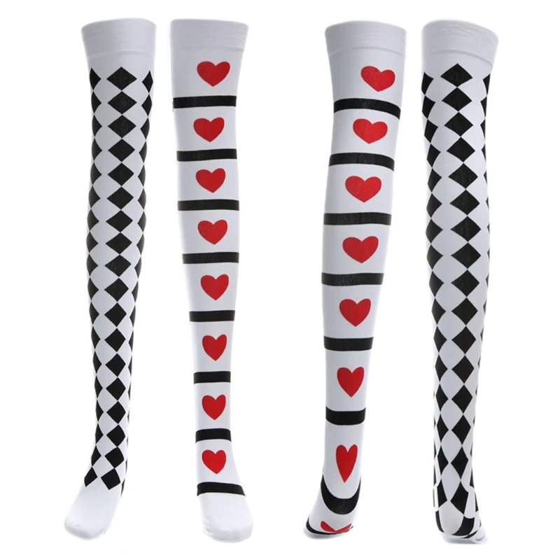 

Poker Card Suit Print Thigh High Stockings Cosplay Costume Halloween