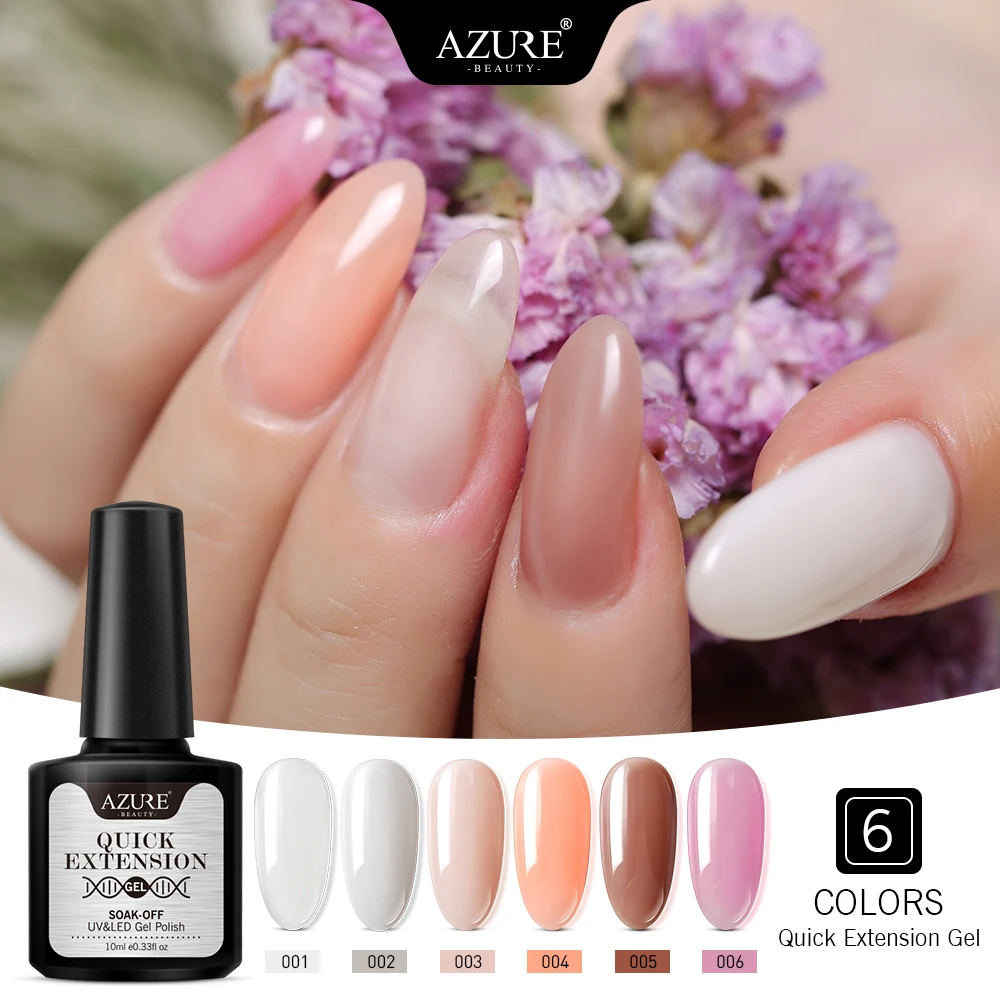 Гель лак для наращивания Azure Beauty розовый и телесный УФ гель ногтей набор