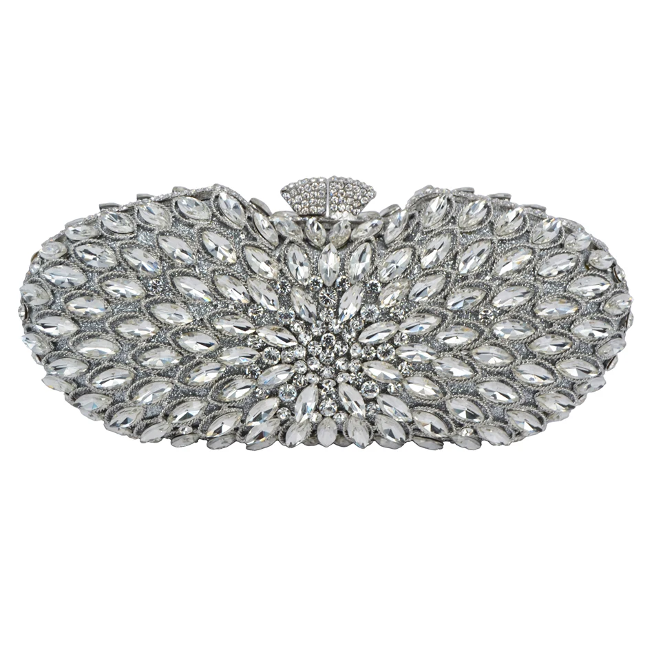 Сумка женская с кристаллами для свадебной вечеринки серебристая 88157|bag in bag|bag silkbag