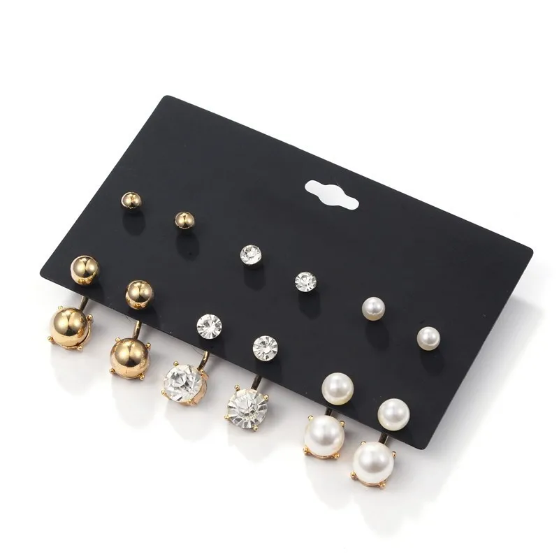 6 пар/компл. Новое поступление смешанный Кристалл Жемчужный Комплект сережек для