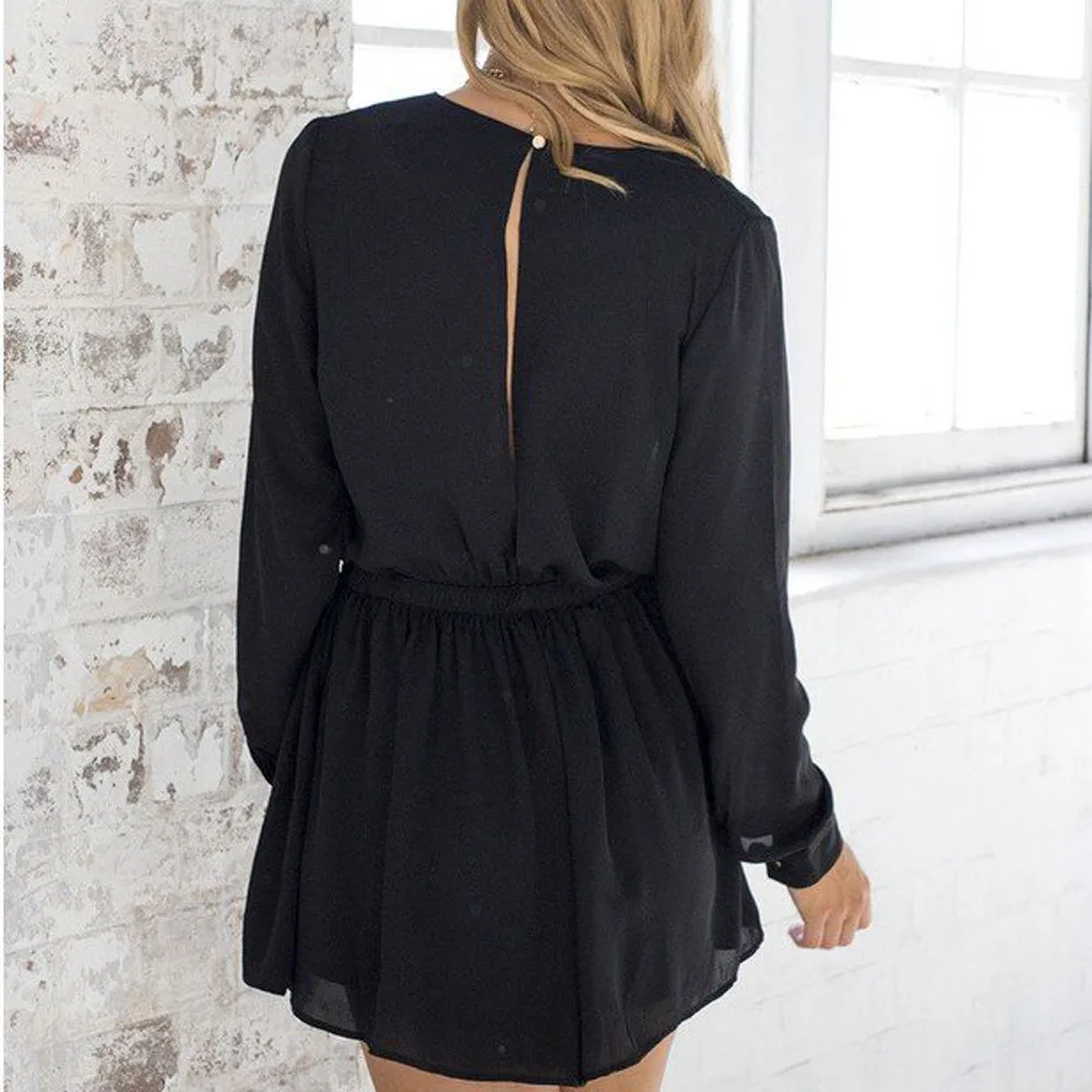 Женский летний модный Повседневный офисный сексуальный шифоновый комбинезон с