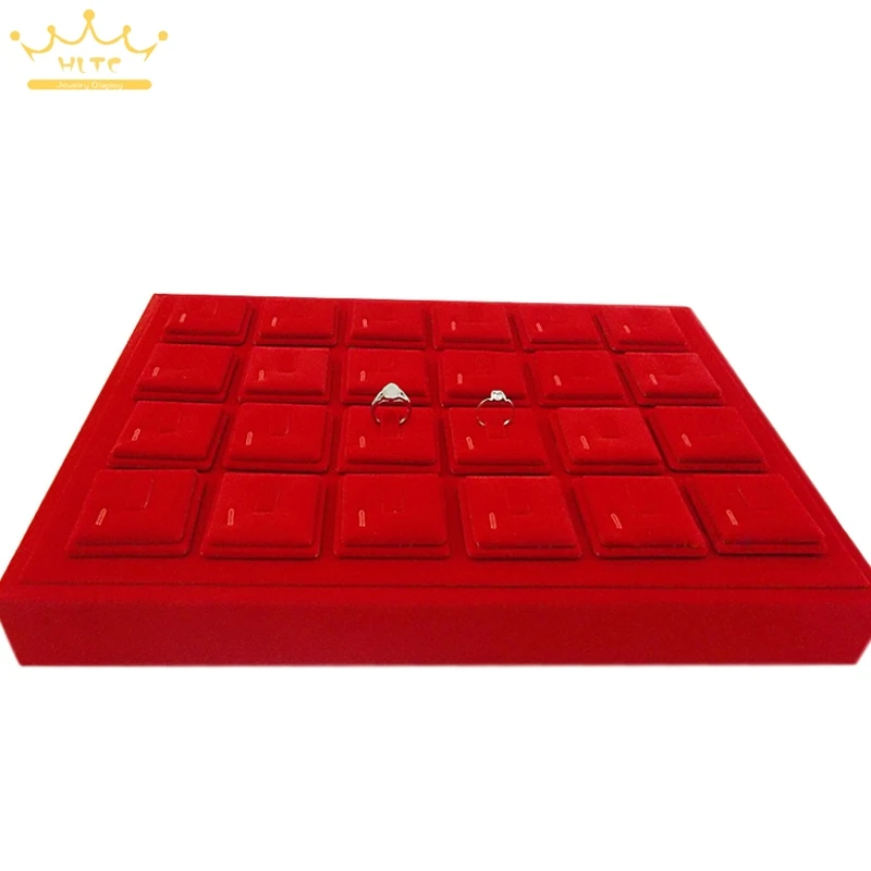 

Superior Quality Portable Red Velvet Ring Jewelry Display Trays Holder Showcase For Gold Jewellery Window Setting Kisok