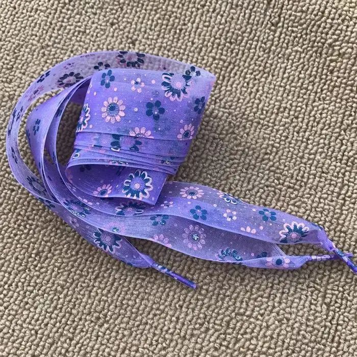 Light purple 11 видов цветов печать снег пряжи кружева шнурки 2,5 см Ширина 80 см/100 см/120 см Длина прозрачного кружева шнурки SH-1 - Цвет: Light purple