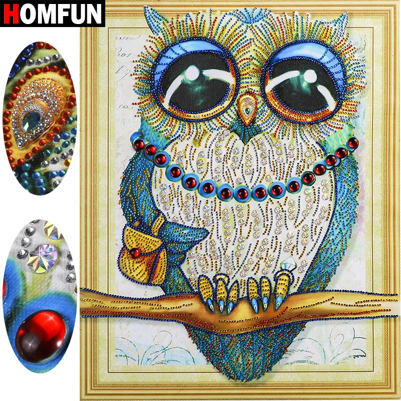 HOMFUN 5D алмазная картина животное особой формы Алмазная вышивка сова с Стразы
