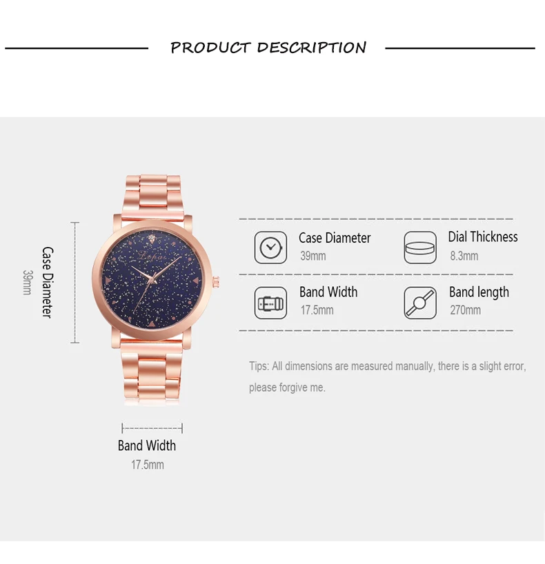 Women Dress Watches Rose Gold Stainless Steel Lvpai Brand Fashion Ladies Wristwatch Creative Quartz Clock Luxury Watches D35