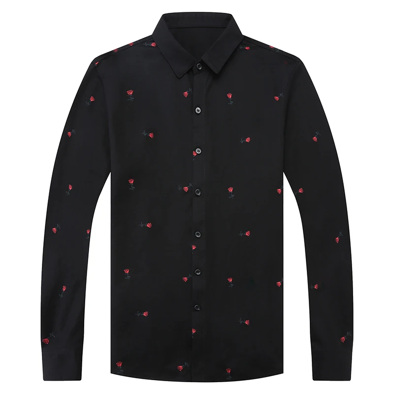 2018 осень Для мужчин рубашки Новые поступления Slim Fit Мужские с длинным рукавом