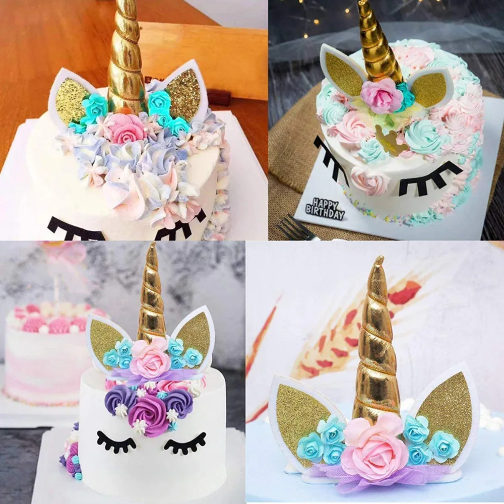 

Chicinlife 1Pcs Unicorn Horns Cake Topper Wedding Baby Shower Unicornio Cake Baking Decoration Unicorn Birthday Party Supplies