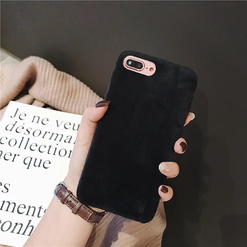 Простой жесткий чехол из поликарбоната с ворсом для iPhone 6 6s 7 8 Plus X Xr Xs Max Coer Etui