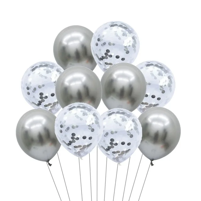 10ps silver 6 шт./лот, 12 дюймов, цвета шампанского, золото, розовое золото, латексные шары, розовое золото, конфетти, для свадьбы, дня рождения, вечеринки, Декор, гелиевые поставки - Цвет: 10ps silver