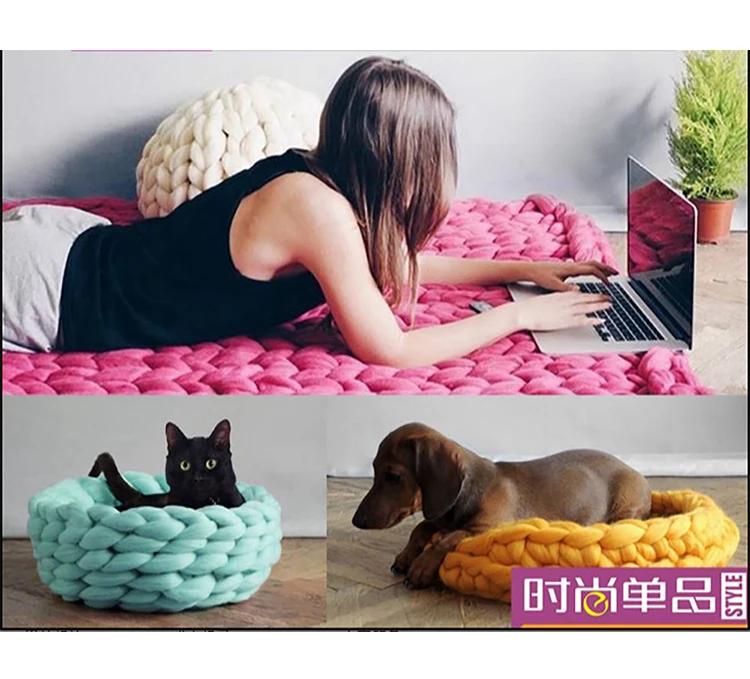 Модные DY ручной Вязание Одеяло Шапки очень толстом массивном Пряжа ровинг