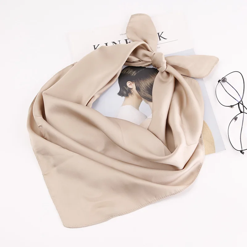 Женская мода 70*70 см минимализм шейный платок Твердые мягкие гладкие атласные