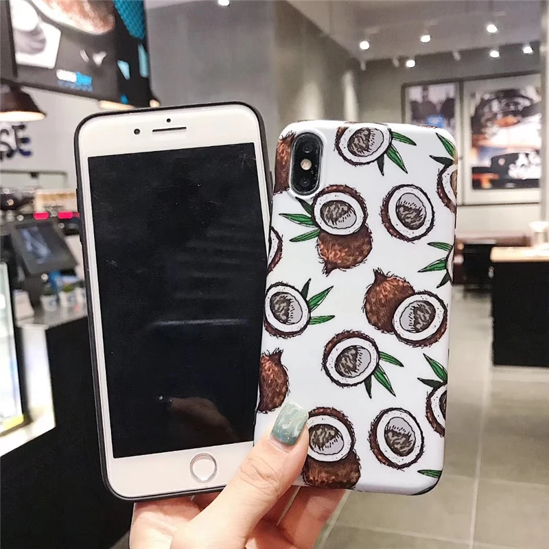 WTSZKL Милая задняя крышка авокадо для iPhone X XR XS MAX Mobile Shell еда кокосовый узор мягкий IMD