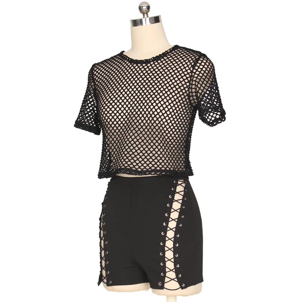 MISSTYLE лето комплект из двух предметов пикантные Для женщин шорты Прозрачная