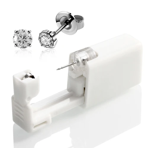 3mm Silver Clear SWANJO 1 шт. пистолет для пирсинг для уха Одноразовые Стерильные ухо Прибор Для Пирсинга Хряща трагус Спираль пирсинг пистолет инструменты комплект серьги-гвоздики - Окраска металла: 3mm Silver Clear