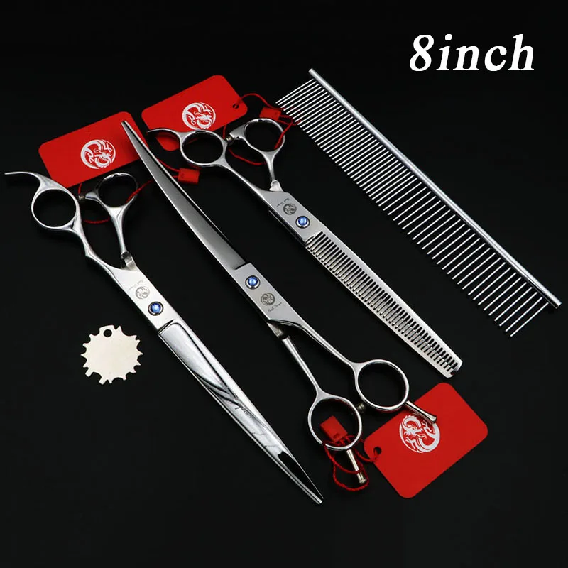 

7.5/8INCH Hair Scissors Professional Pet Dog GROOMING SCISSORS SHEARS Cutting+Curved+Thinning scissors+Steel comb