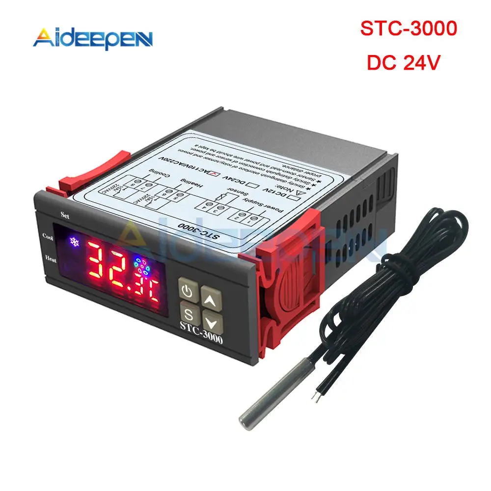 STC-3000 DC 24V STC-3000 STC-1000 STC-100 Температура Управление; 12V 24V 110 V-220 V светодиодный цифровой терморегулятор Термостат Управление+ NTC Сенсор - Цвет: STC-3000 DC 24V