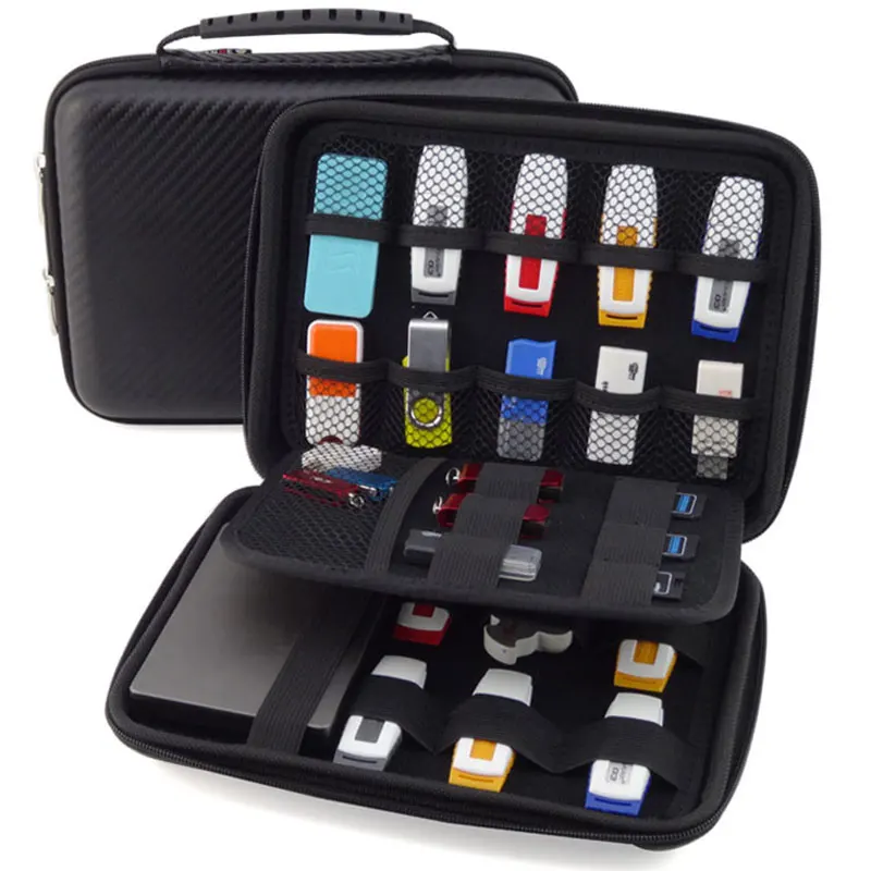 

Large Capacity Electronic Gadgets Accessories Travel Storage Bag For HDD U Disk SD Card USB Data Cable Waterproof EVA Case