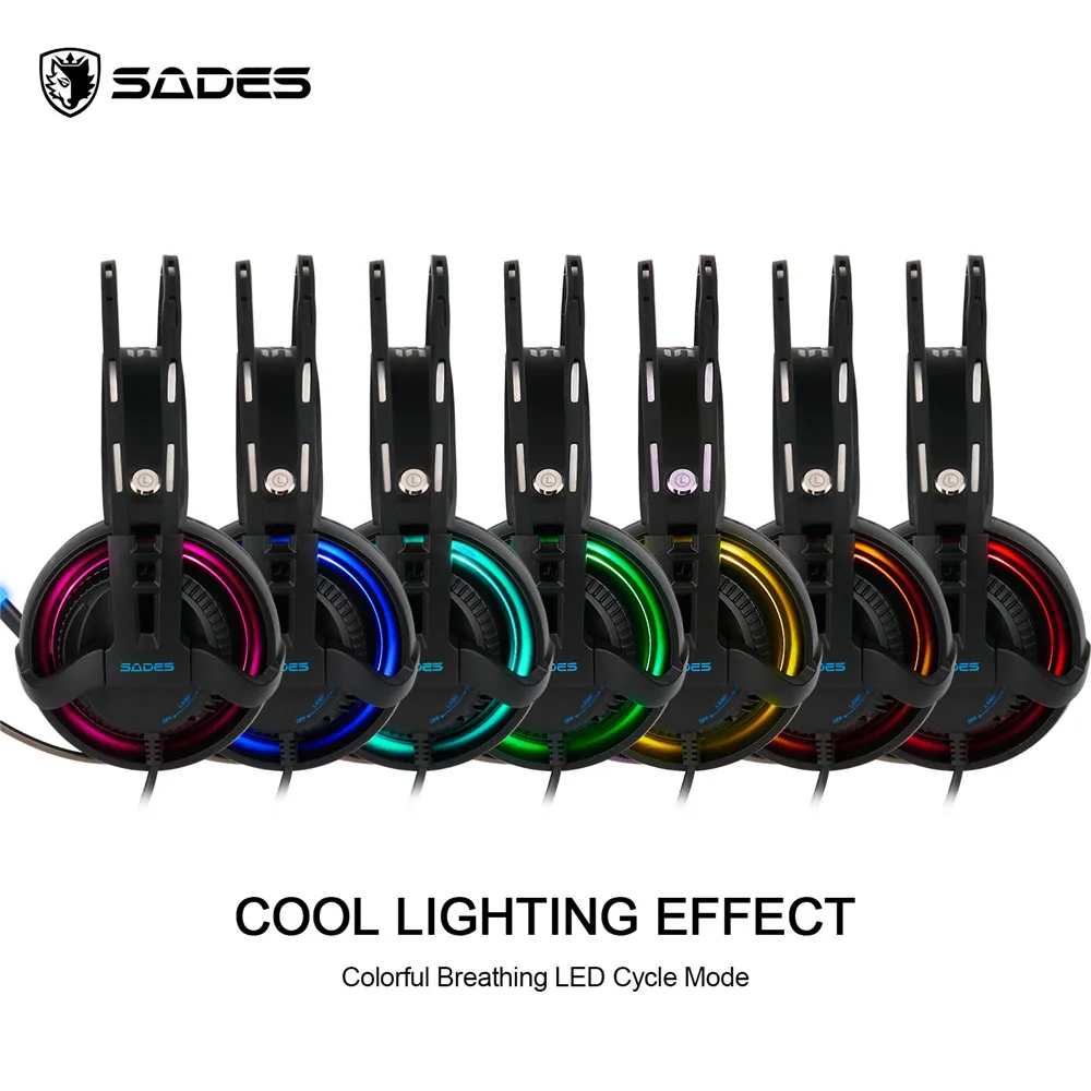 SADES R2 PC Gamer игровая гарнитура USB 7 1 Игровые наушники Bass Casque с микрофоном дышащие