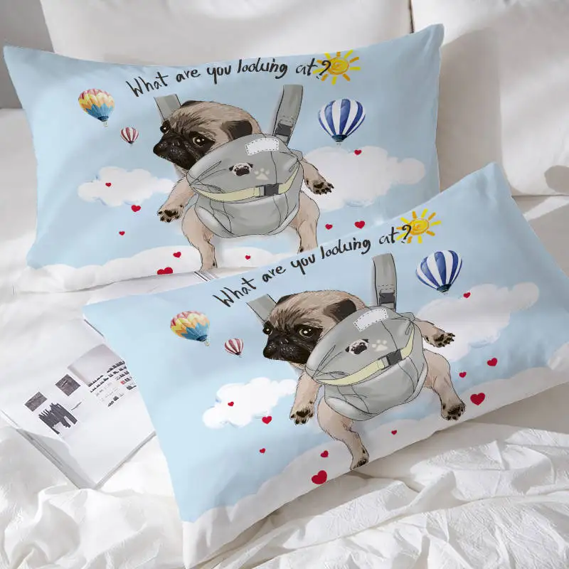 Pug2 Blessliving наволочка с изображением мопса Прекрасный подушка с изображением бульдога чехол с милым мультипликационным принтом лапы, накидка для подушки, рюкзак голубое небо постельное бельё для детей 50x75 см - Цвет: Pug2