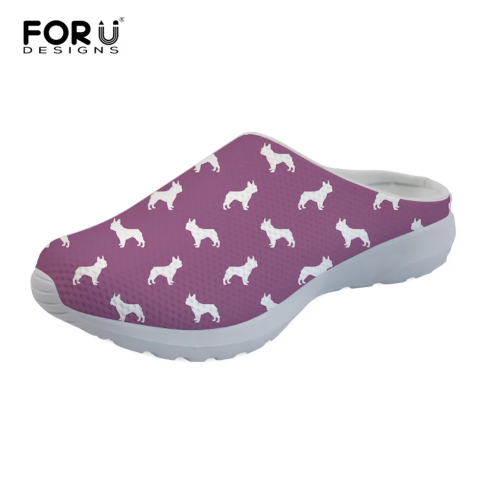 Женские плюшевые тапки FORUDESIGNS Французские бульдоги модная обувь на плоской