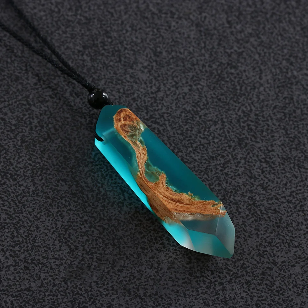 Произвольный цвет! LHandmade смолы и деревянная Подвеска Ожерелье для женщин мужчин