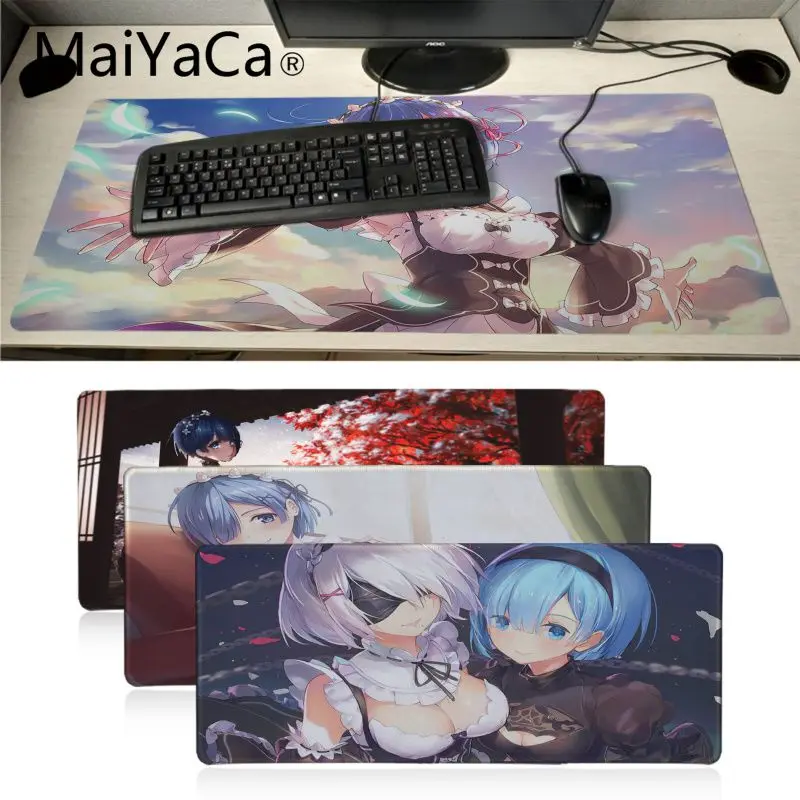 Резиновый прочный Настольный коврик для мыши MaiYaCa Rem Re Zero с аниме девушкой