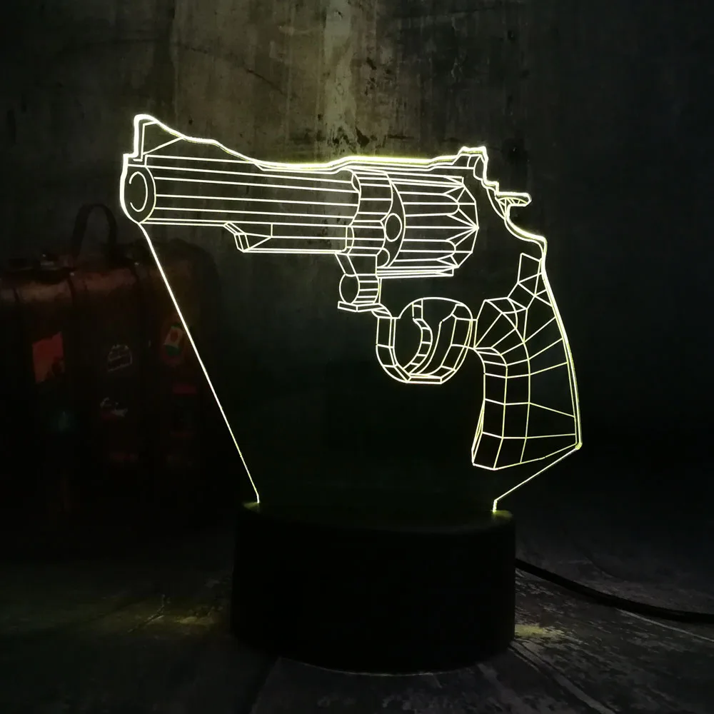 Крутой боевой Ройал игра PUBG TPS револьвер Magnum светодиодный ночник настольная лампа RGB 7 цветов игрушка для мальчиков Рождественский подарок декор комнаты