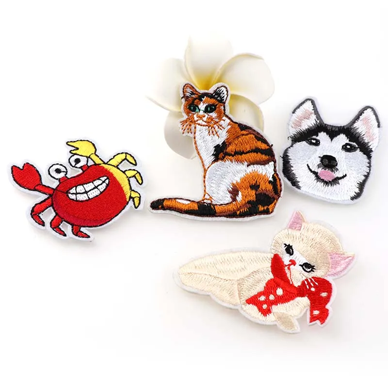1 шт. милый краб собака кошка животное железные нашивки вышитый патч мотив