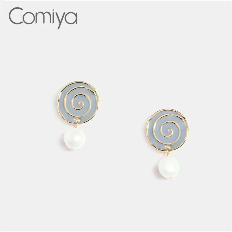 Comiya, висячие серьги для женщин, цинковый сплав, большая круглая эмалированная подвеска, индийский бохо, акриловый жемчуг, женские длинные висячие серьги, подвески