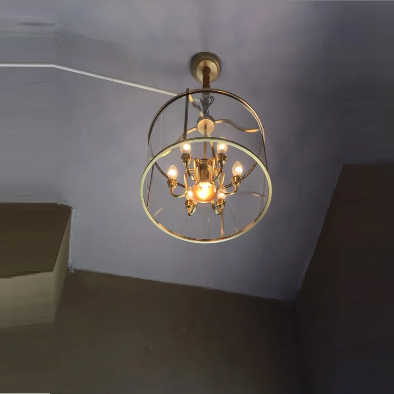 Гардеробная винтажная Золотая Латунная лампа Luz Медные подвесные светильники