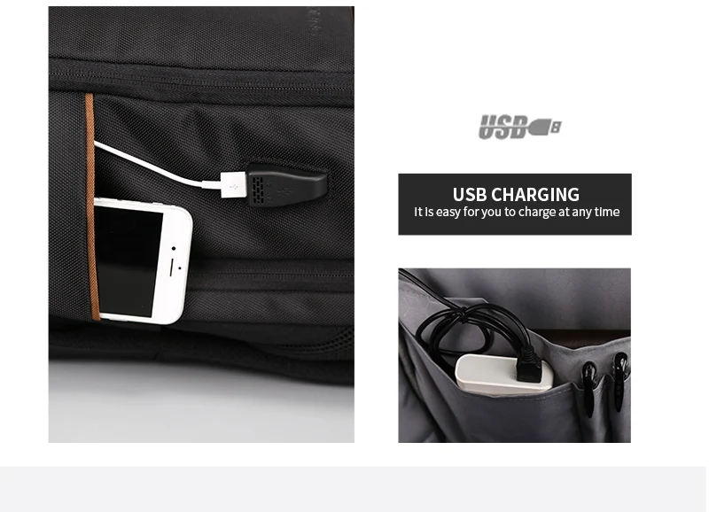Бренд Aoking, черный рюкзак, водонепроницаемые мужские дорожные сумки с usb-портом, Модный деловой рюкзак, подходит для ноутбука 15," для подростков