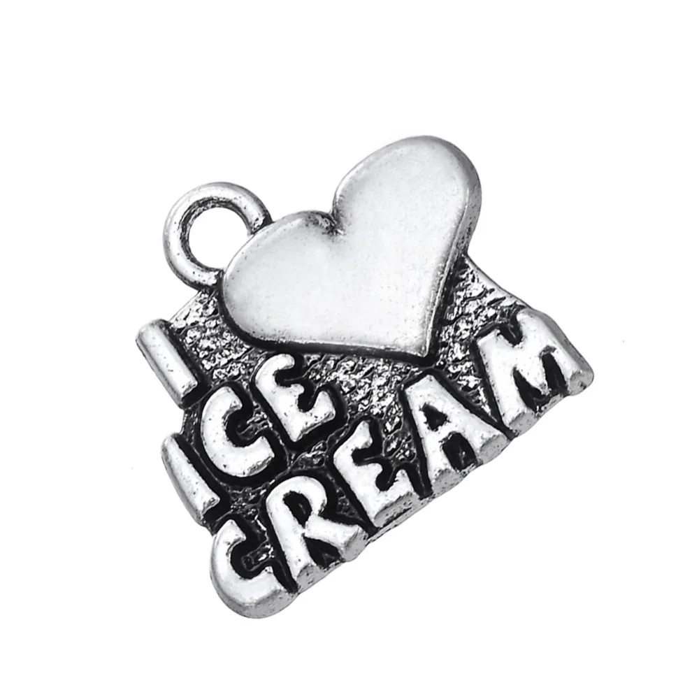 

Silver Plated Word Charms I Love Ice Cream Charms