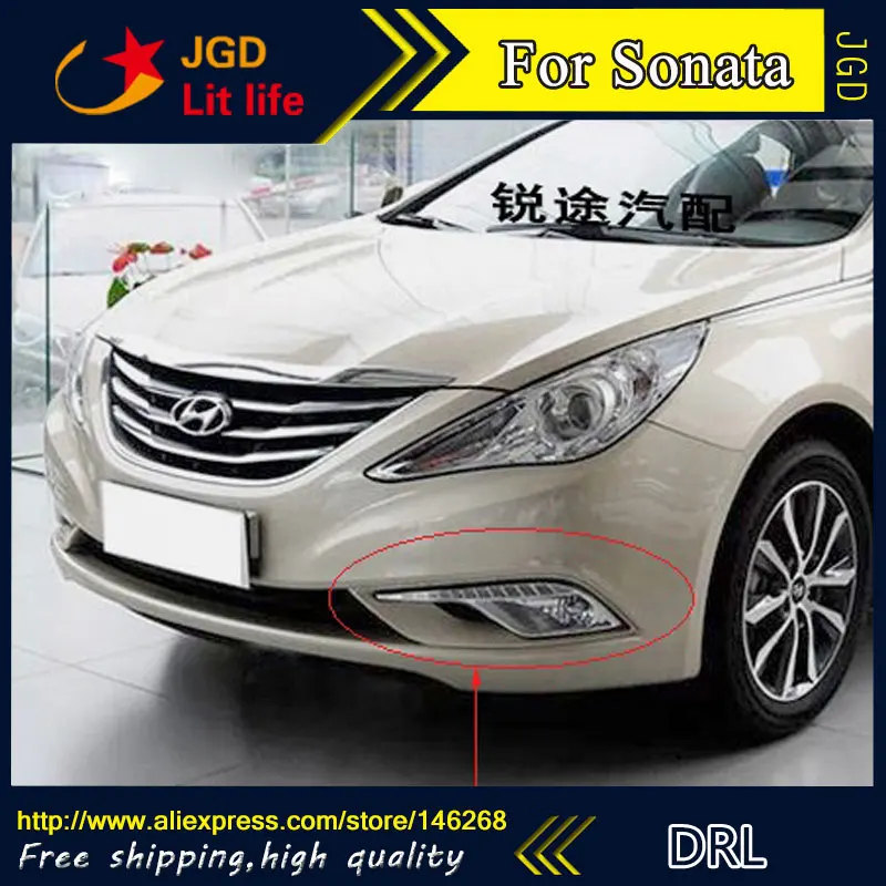 Горячая распродажа! 12 V 6000 k светодиодный DRL Дневной Бег свет для hyundai Sonata 2013 противотуманная фара рамка противотуманная фара супер белый